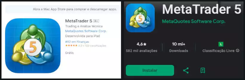 App Mt5 PlayStore e iOS